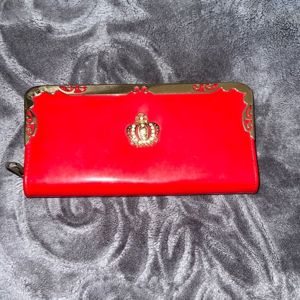 Elegant Red Wallet with Gold Accents